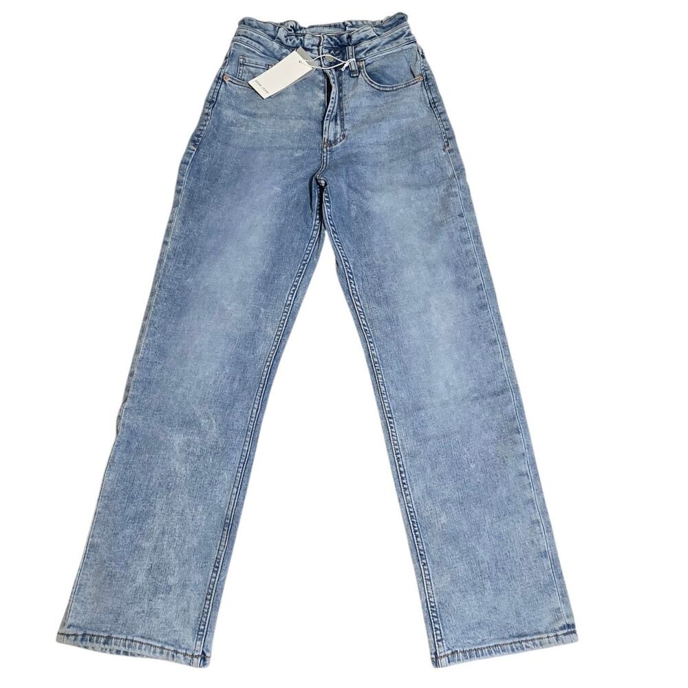 NWT Dear John High Rise Ruffle Paperbag Waist Jeans Light Acid Wash Straight 26